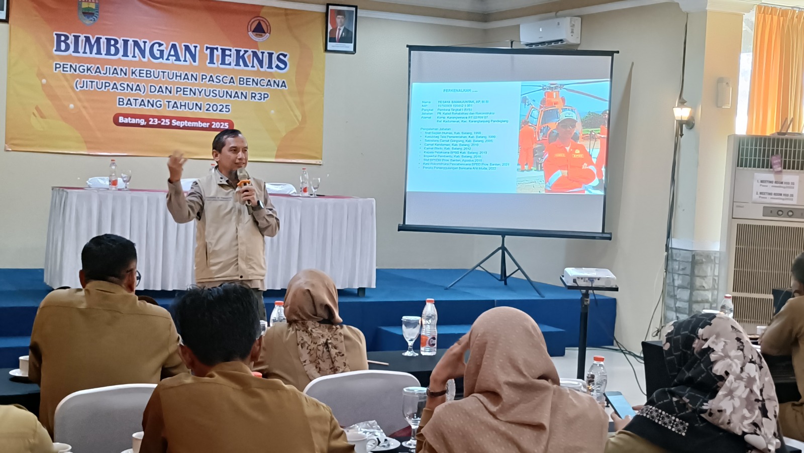 Suasana bimbingan teknis untuk menyiapkan Aparatur Sipil Negara (ASN) lintas sektor dalam penanganan pascabencana.