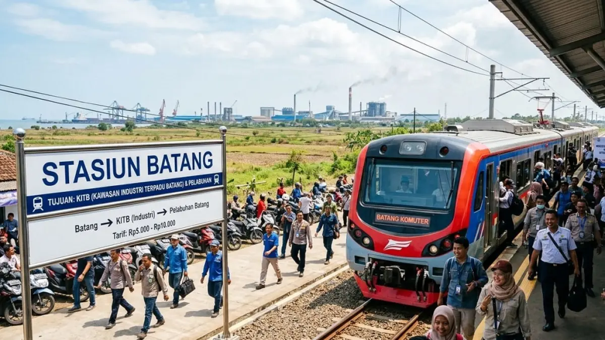 ILUSTRASI : Gambar ilustrasi AI KRL beroperasi di wilayah Kabupaten Batang. (DOK. AI)