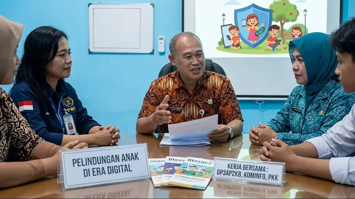 IMPLEMENTASI KEBIJAKAN : Dinas Pemberdayaan Perempuan, Perlindungan Anak, Pengendalian Penduduk dan Keluarga Berencana (DP3AP2KB) Kabupaten Batang, Joko Prasetyo sedang melakukan meeting dengan jajarannya. (DOK. DP3AP2KB BATANG) 