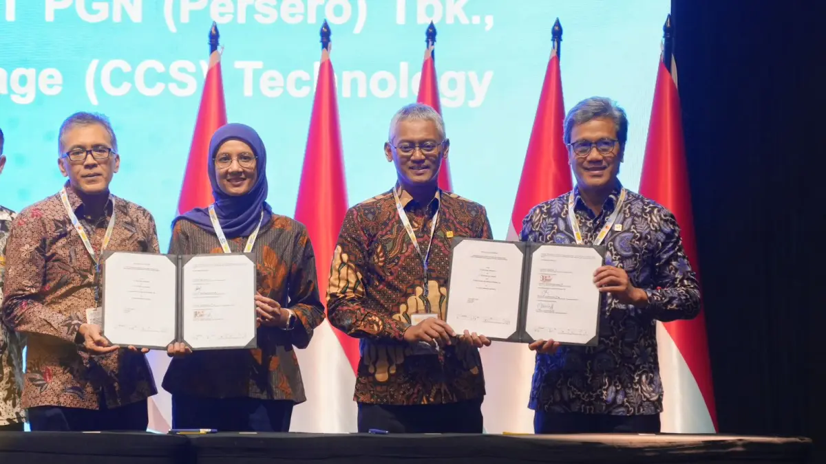 TRANSISI ENERGI : Kolaborasi strategis ini dilakukan bersama Holding Migas PT Pertamina (Persero), PT Pertamina Hulu Energi (PHE), dan PT Pupuk Indonesia (Persero) dalam rangka pengembangan amonia rendah karbon (blue ammonia) di Indonesia.