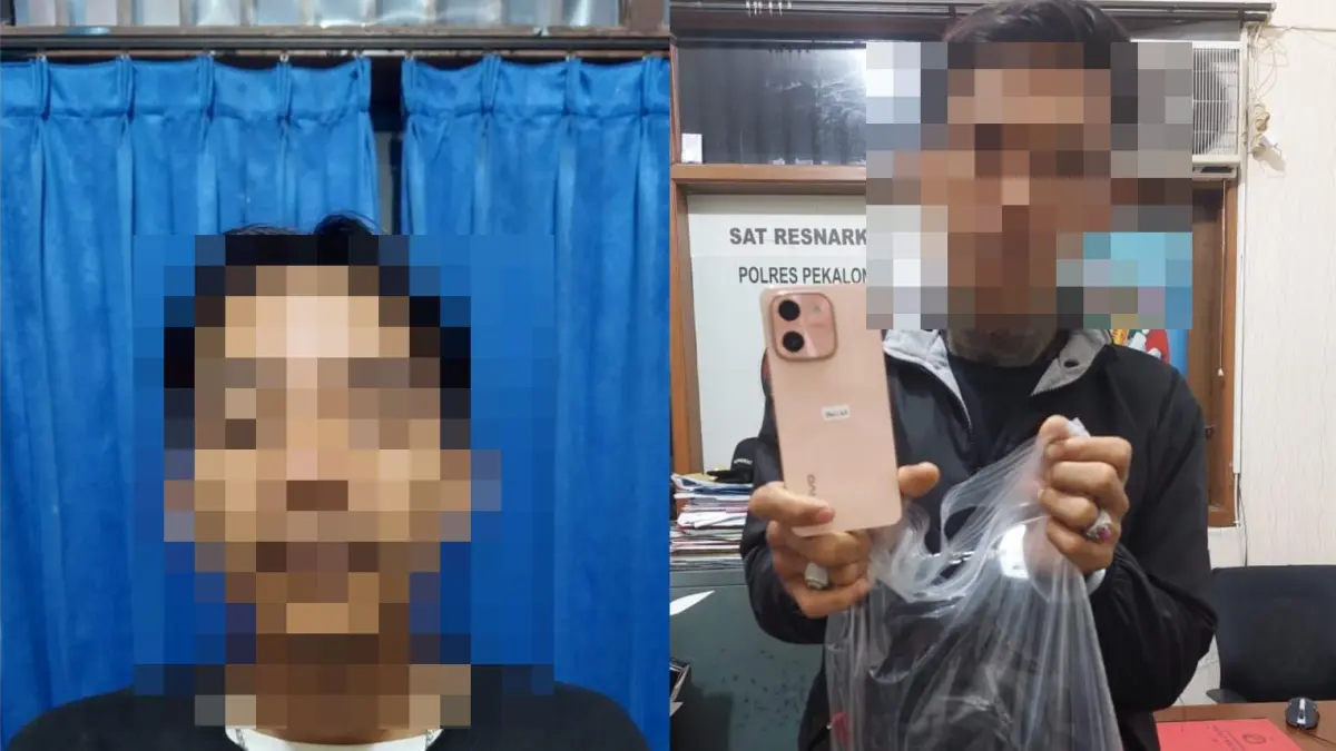 NARKOBA: Dua tersangka yang ditangkap Satresnarkoba Polres Pekalongan dari hasil temuan di Polsek Wiradesa. 