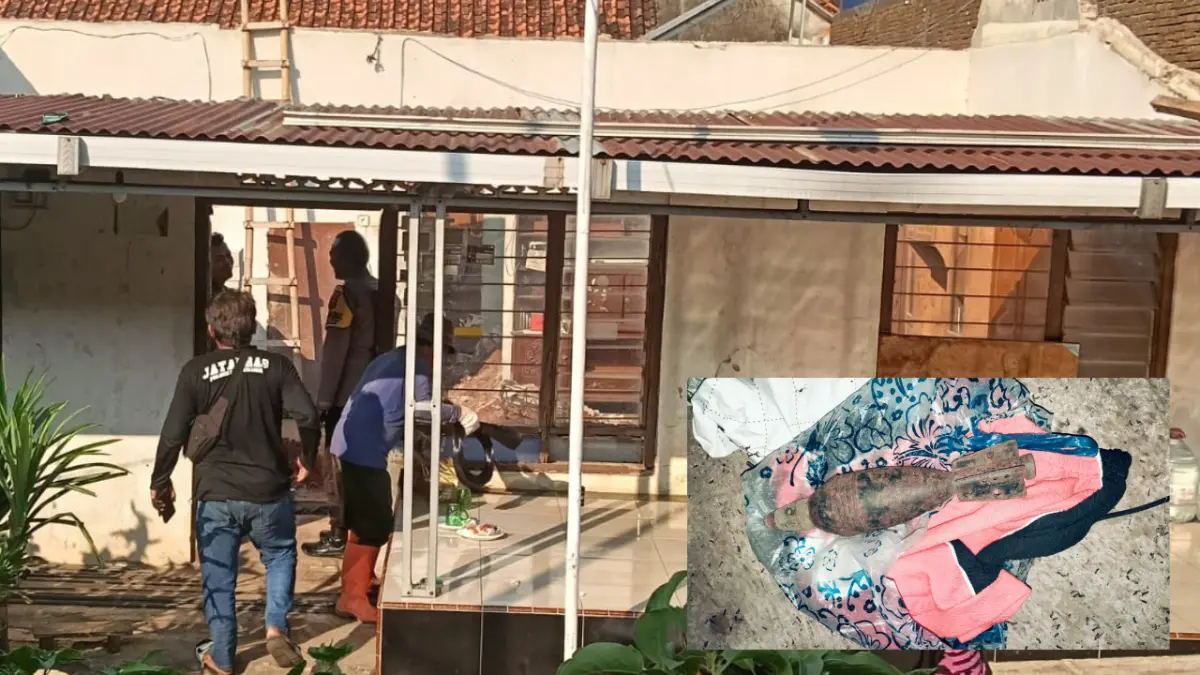 MORTIR : Sebuah amunisi jenis mortir kaliber 60 yang diduga masih aktif di sebuah rumah di wilayah Pucung, Kelurahan Pudakpayung, Kecamatan Banyumanik, Kota Semarang, Senin (6/7/2026).
