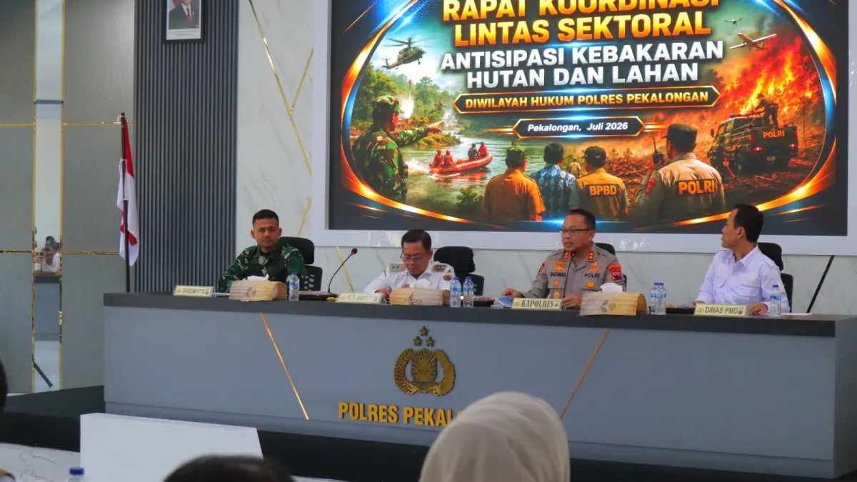 MITIGASI: Rapat koordinasi lintas instansi Kabupaten Pekalongan untuk mitigasi potensi karhutla, Rabu (15/7/2026).