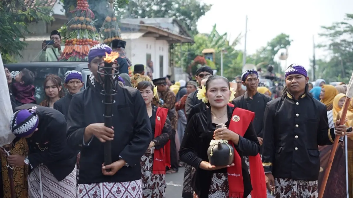 RAWAT TRADISI: Suasana tradisi Nyadran Alas Pandawa di Desa Kreyo, Kecamatan Wonotunggal.