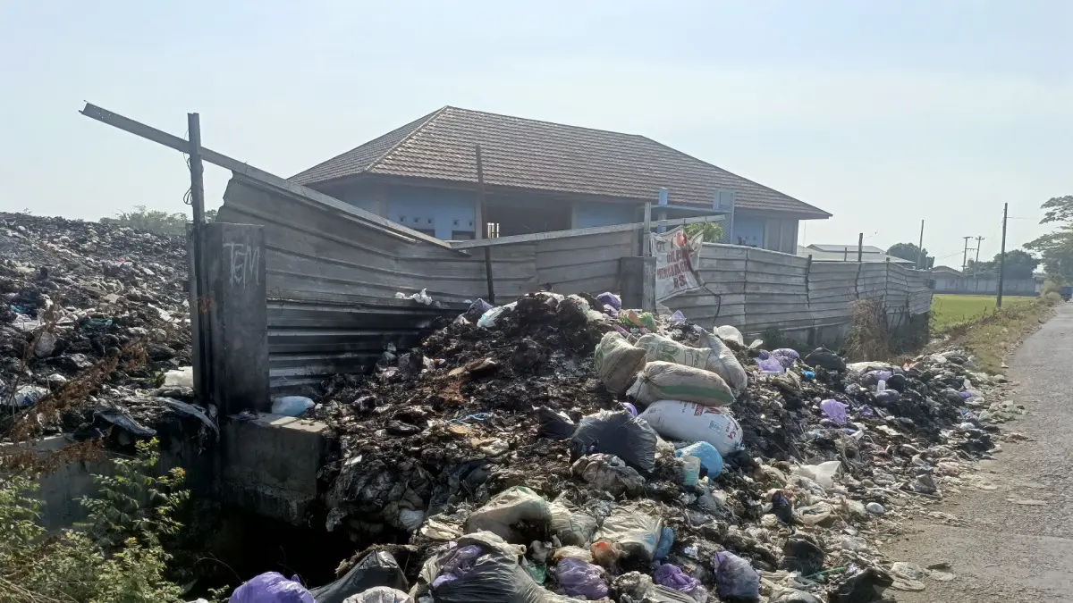 BAU MENYENGAT : Tumpukan sampah berserakan di pinggir jalan sangat mengganggu para pengguna jalan karena baunya menyengat. (SALWA NAJAHA/JAWA POS METRO PEKALONGAN)