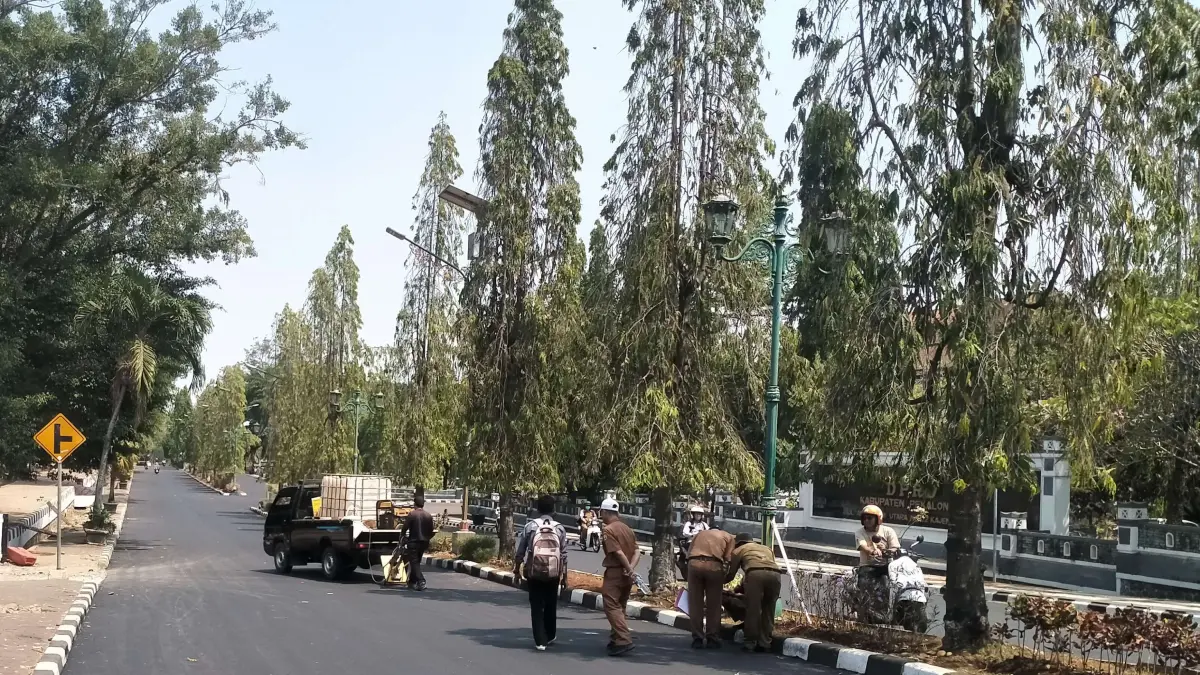 TUAI SOROTAN: Kondisi jalan Alun-Alun Utara Kabupaten Pekalongan usai diaspal. 