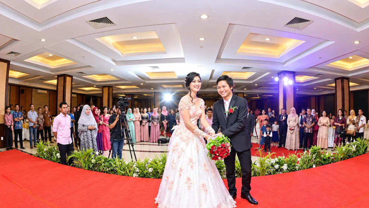 MERIAH : Salah satu acara wedding meriah yang digelar di Hall Parkside Mandarin Hotel Pekalongan beberapa Waktu kemarin.(IST)