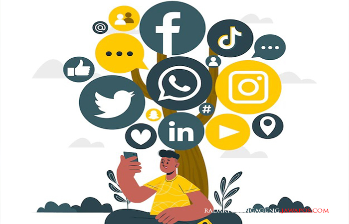 Ilustrasi orang bersosial media