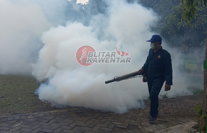 PENCEGAHAN: Petugas melakukan fogging untuk menekan angka penyebaran penyakit yang diakibatkan oleh gigitan nyamuk.