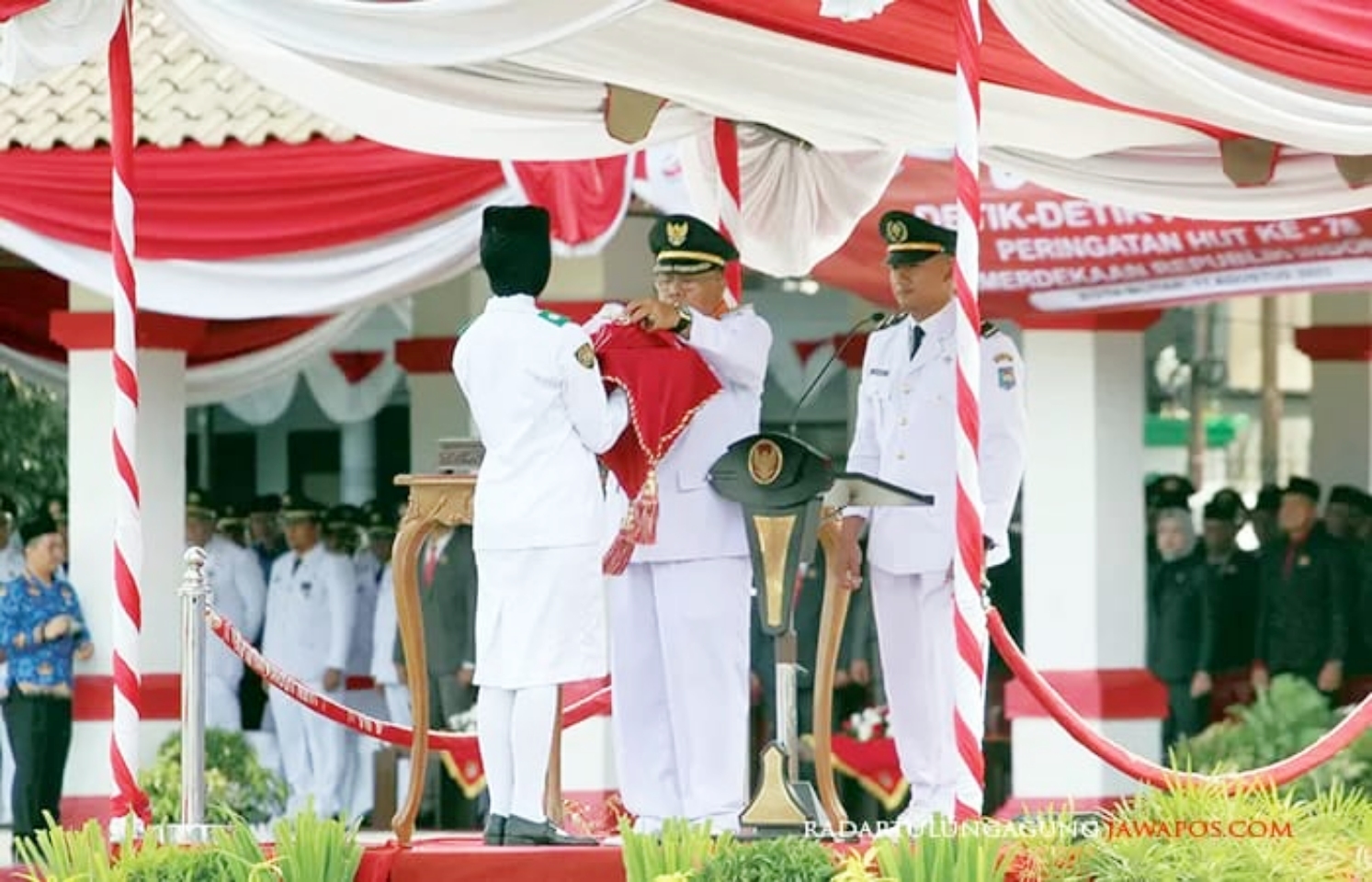 Upacara 17 Agustus yang digelar di alun-alun kota Blitar