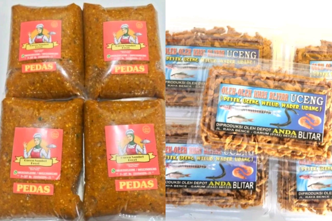 Sambel pecel dan peyek uceng salah satu oleh-oleh dari Blitar.
