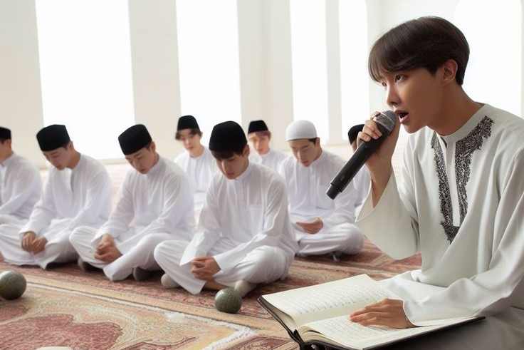 Ilustrasi orang berdoa di bulan Ramadhan