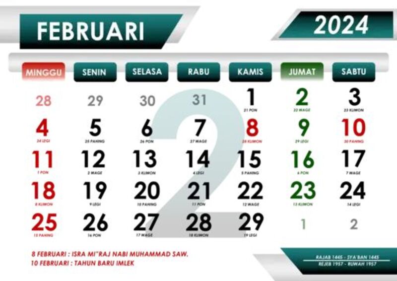 Kalender februari 2024