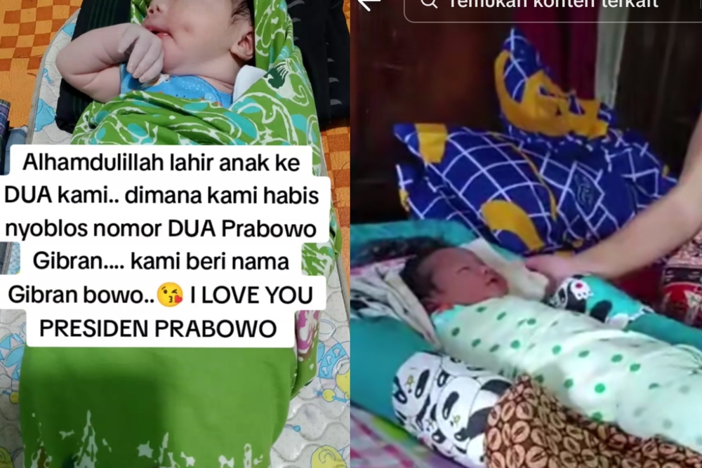 Viral bayi lahir di momen pemilu 2024, diberi nama Paslon 02