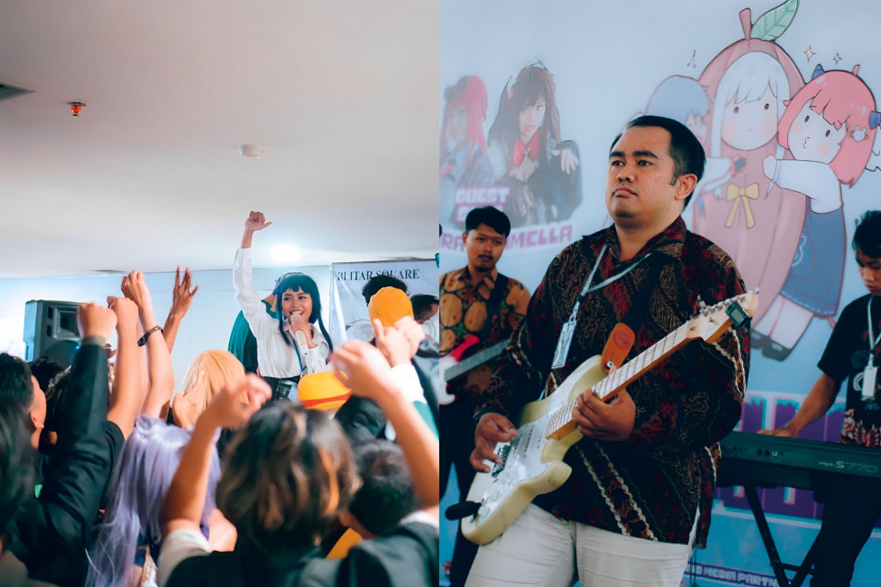 KOMPAK: Senimon Band menggunakan busana batik saat tampil di event Jepang, di salah satu acara cosplay di Blitar, beberapa waktu lalu.