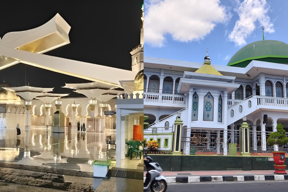 Masjid Ar-Rahman (kiri) Masjid Agung Kota Blitar (kanan)