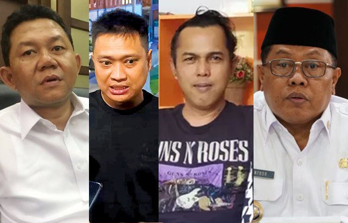Mulai dari kiri, Bambang Rianto, Tomi Gandhi Sasongko, dan Mohammad Tobroni alias Kak Toni, dan Incumbent, Santoso.