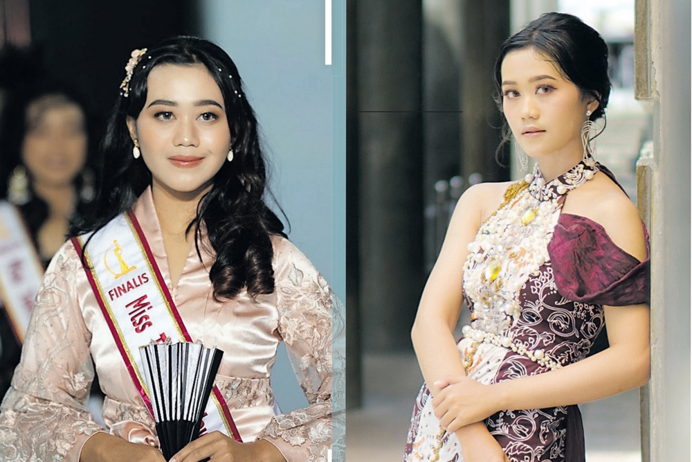 ANGGUN: Silvia unjuk kebolehan saat menjadi model di salah satu kontes kecantikan.
