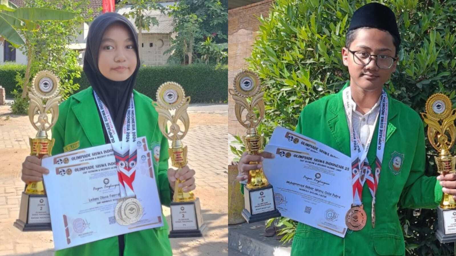TEKUN: Muhammad Azhar Wisnu Octa Putra dan Leilani Olivia Fairahman sukses di lomba olimpiade tingkat nasional.