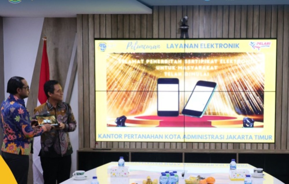 Peluncuran Implementasi Layanan Elektronik di Kantor Pertanahan (Kantah) Kota Administrasi Jakarta Timur pada Jumat (31/05/2024).