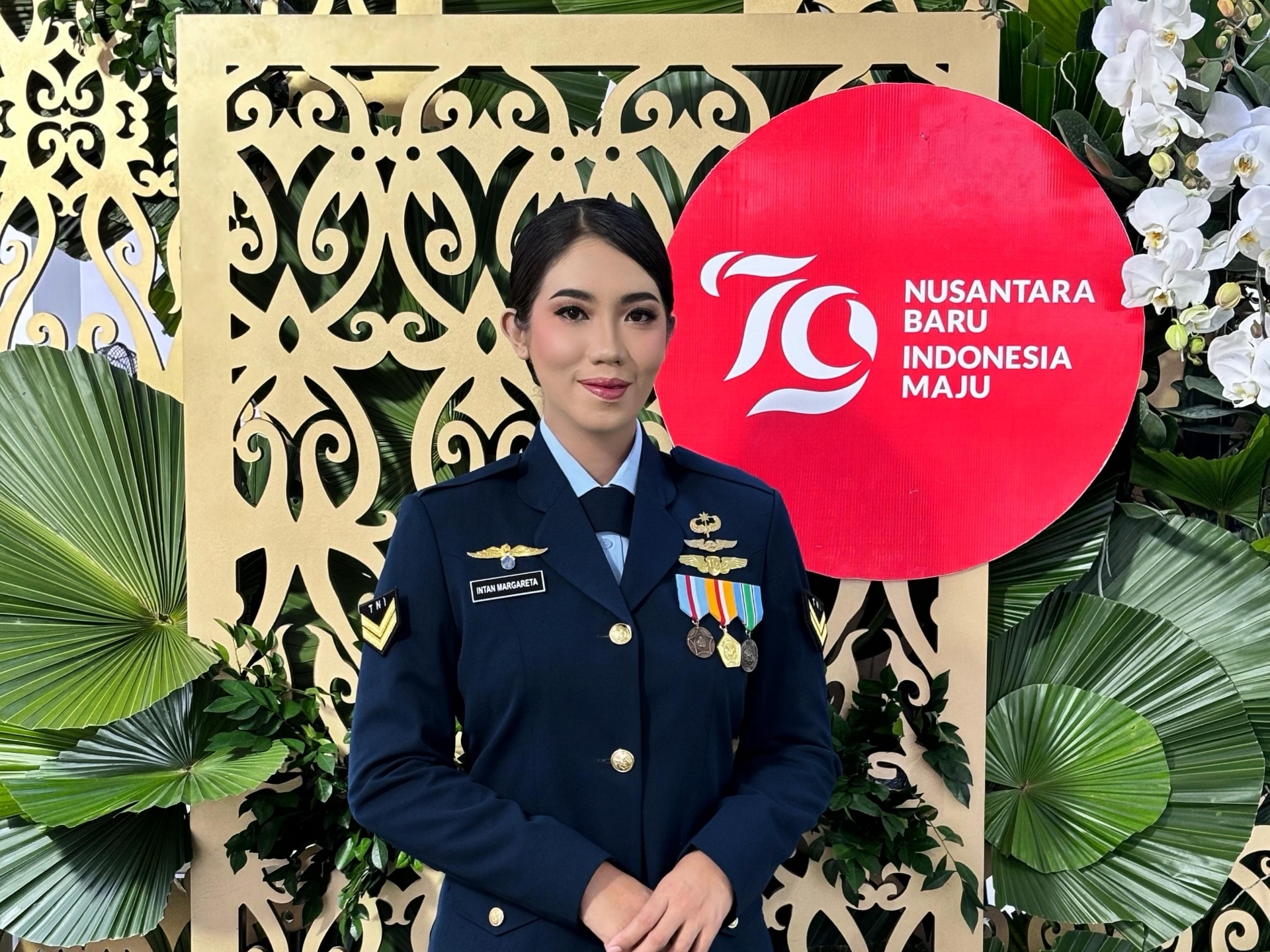 BERI TERBAIK: Sertu Intan Margareta berpose setelah berlatih di IKN beberapa waktu lalu