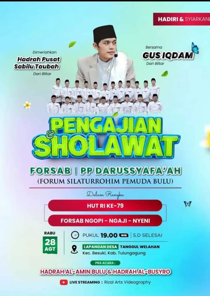 Detail informasi jadwal pengajian Gus Iqdam pada 28 Agustus di Kabupaten Tulungagung
