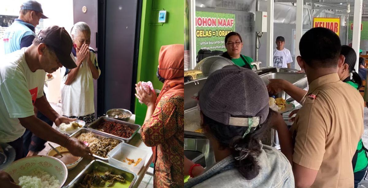 Pengunjung datang menikmati sajian di rumah makan gratis