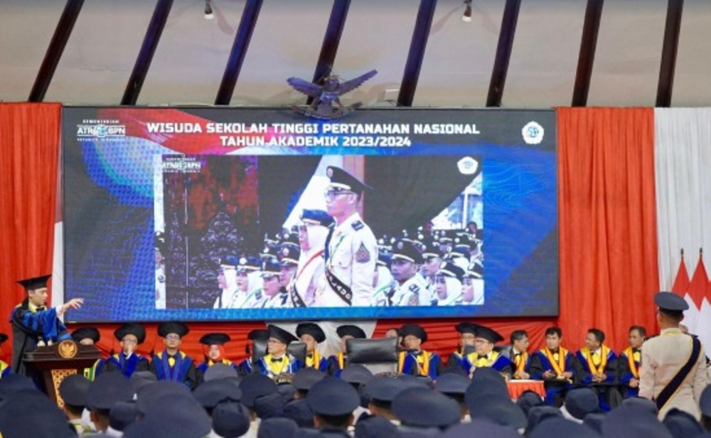 Wisuda 702 taruna-taruni Sekolah Tinggi Pertanahan Nasional (STPN) Yogyakarta, Kabupaten Sleman, Minggu (01/09/2024).