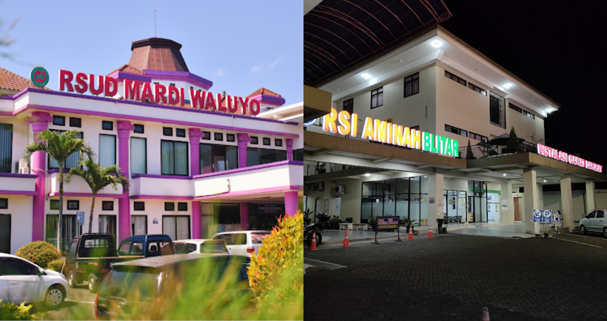 Dua rumah sakit di kecamatan Sananwetan kota Blitar ini terletak di pusat kota dan dekat dengan tempat wisata