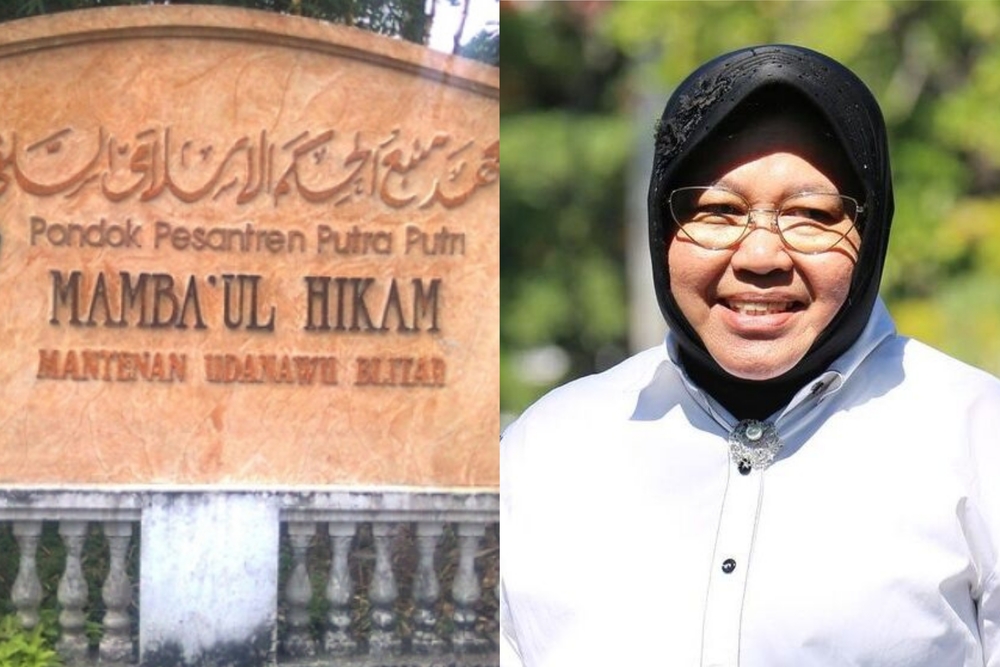 Tri Rismaharini atau Risma berkunjung ke Pondok Pesantren Mambaul Hikam di Blitar