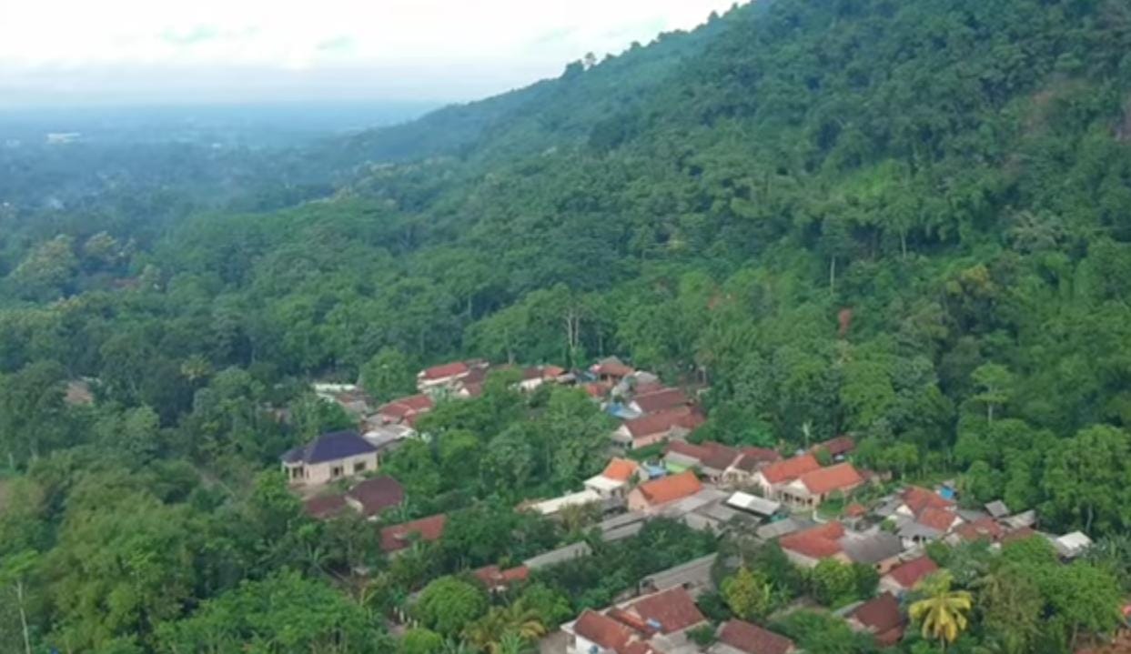 Puncak gunung Pegat Blitar terlihat dari atas