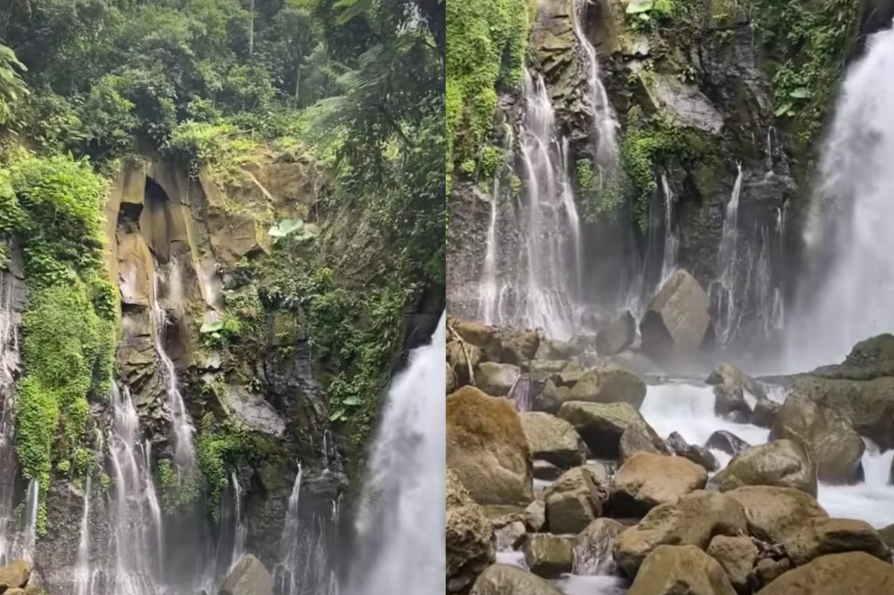 Pemandangan air terjun bidadari yang terletak di Blitar