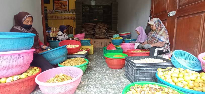 INOVASI: Kelompok tani Desa Ponggok manfaatkan hasil buah melimpah jadi olahan keripik.