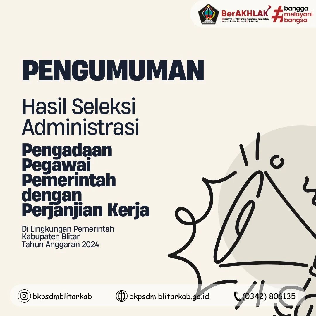 Pemkab Blitar mengumumkan hasil seleksi administasi PPPK 2024 Kabupaten Blitar