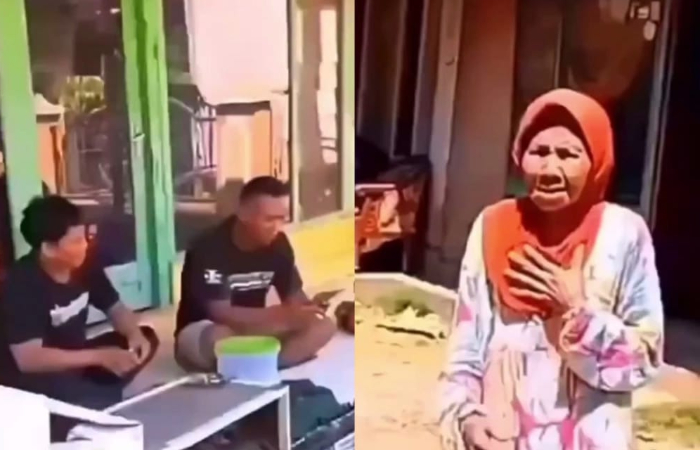 Seorang lansia protes menahan sakit akibat sound horeg