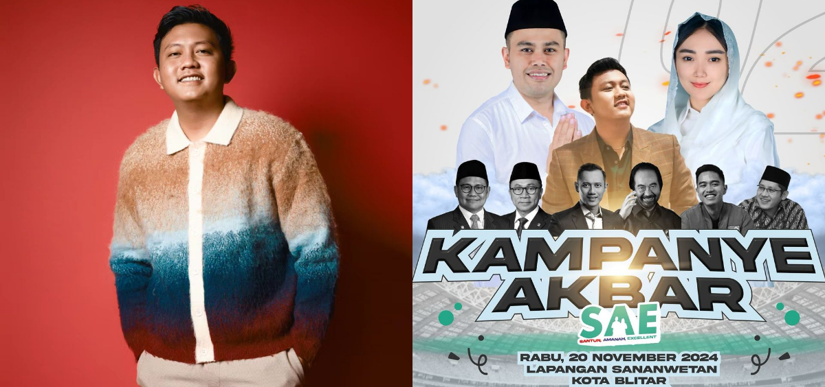 Denny Caknan memeriahkan acara kampanye akbar di Kota Blitar