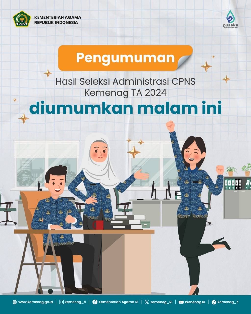 Kementerian Agama Republik Indonesia mengumumkan hasil tes SKD CPNS 2024