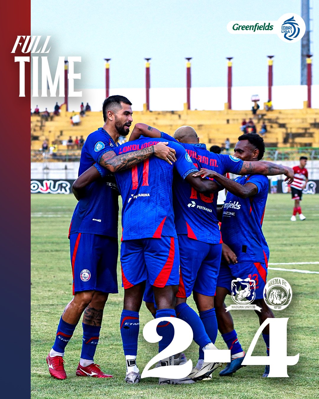 Arema FC sukses menundukkan Madura United dengan skor 4-2 dalam pertandingan pekan ke-11 Liga 1 yang berlangsung di Stadion Gelora Bangkalan pada Kamis (21/11/2024).