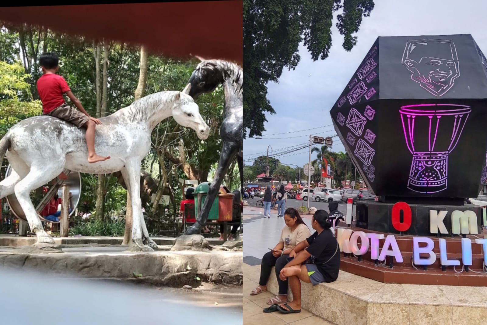 Suasana di taman kebonrojo dan taman alun-alun Kota Blitar