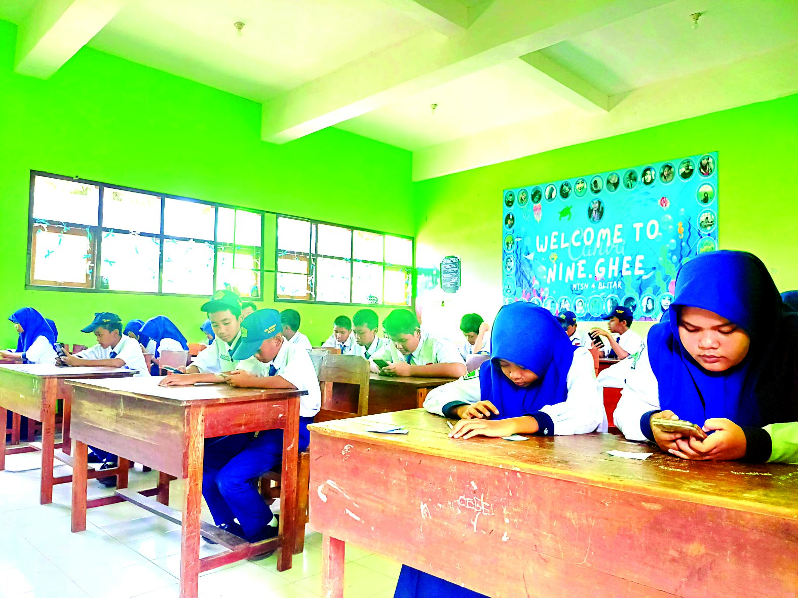 SEMANGAT: Babak penyisihan Radar Blitar Genza Olympiad, berlangsung di MTsN 4 Blitar, pada Rabu (11/12).