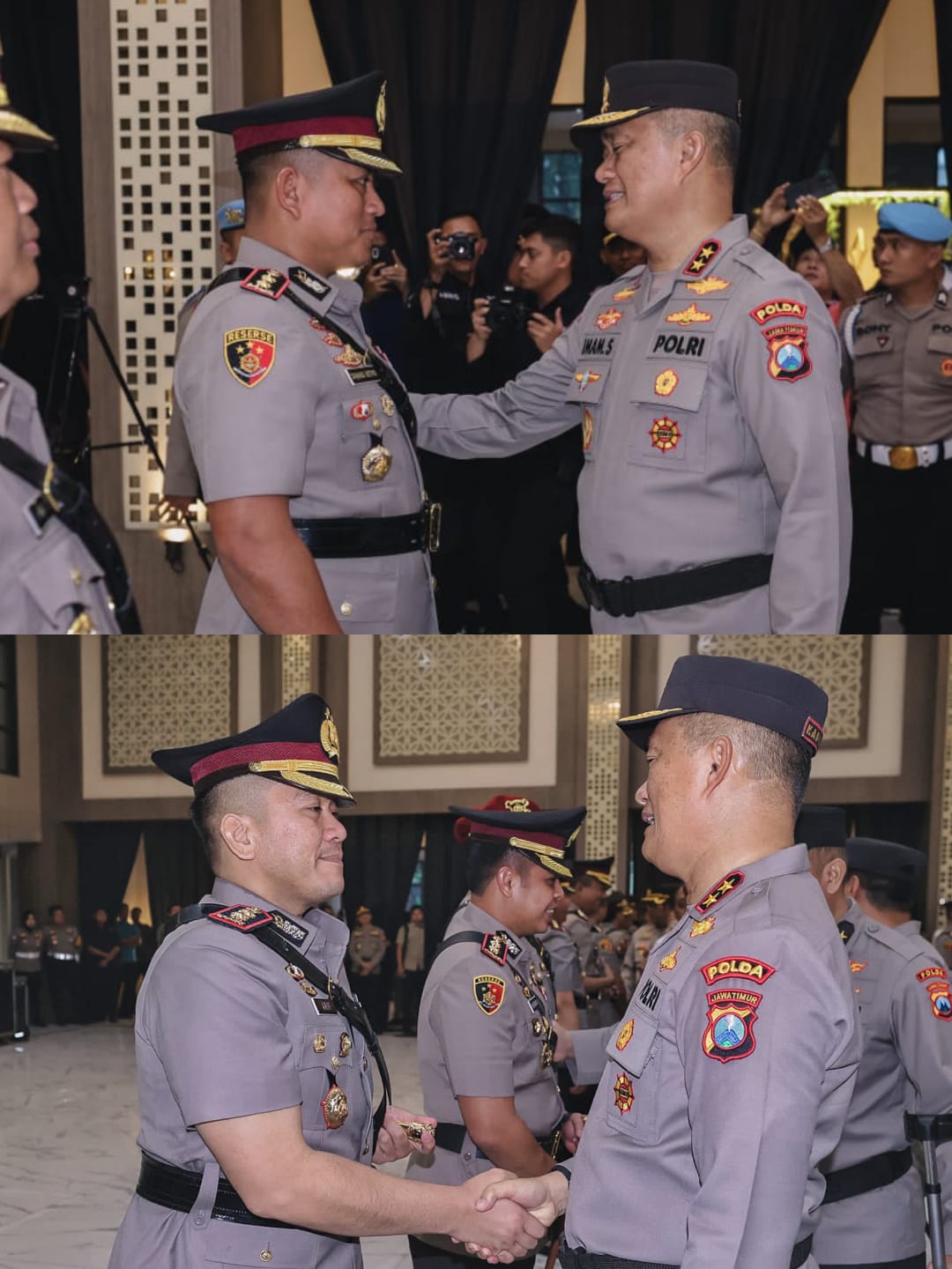 SIAP KERJA: Kedua Kapolres di Blitar resmi dilantik oleh Polda Jatim, Selasa (14/1/2025).