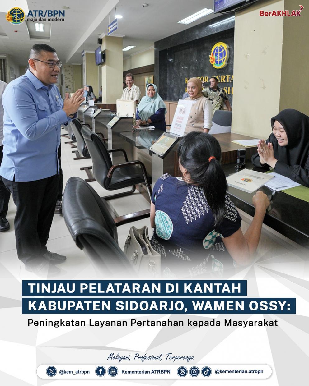 Wakil Menteri Agraria dan Tata Ruang/Wakil Kepala Badan Pertanahan Nasional (Wamen ATR/Waka BPN), Ossy Dermawan meninjau pelaksanaan Pelayanan Tanah Akhir Pekan (PELATARAN)