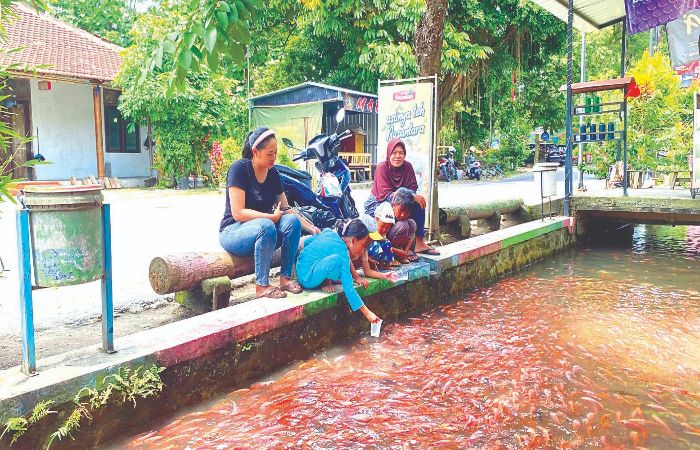 INSPIRATIF: Sungai di Kelurahan Sentul, Kecamatan Kepanjenkidul, Kota Blitar, disulap jadi wisata edukasi dan budi daya ikan nila.