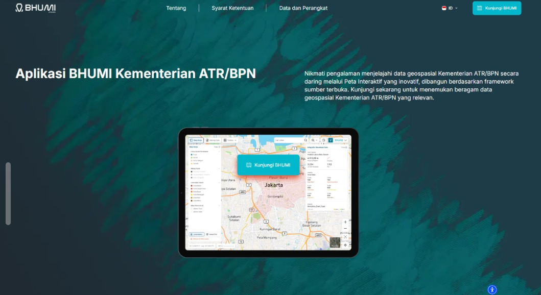 Platform Bhumi ATR/BPN yang dikembangkan oleh Kementerian Agraria dan Tata Ruang/Badan Pertanahan Nasional (ATR/BPN) 29/01/2025