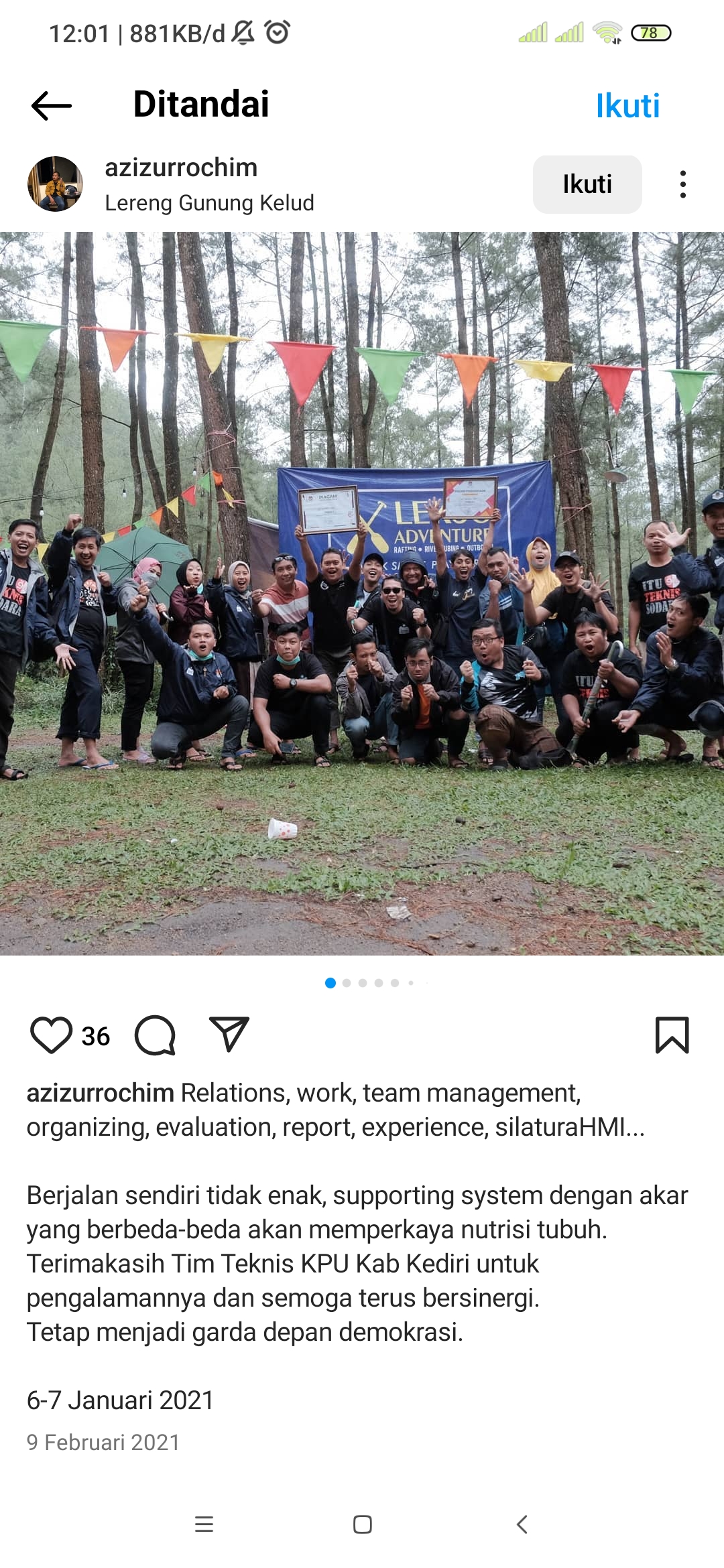 Tim Teknis KPU Kabupaten Kediri mengadakan kegiatan outbound seru bersama Lekso Adventure