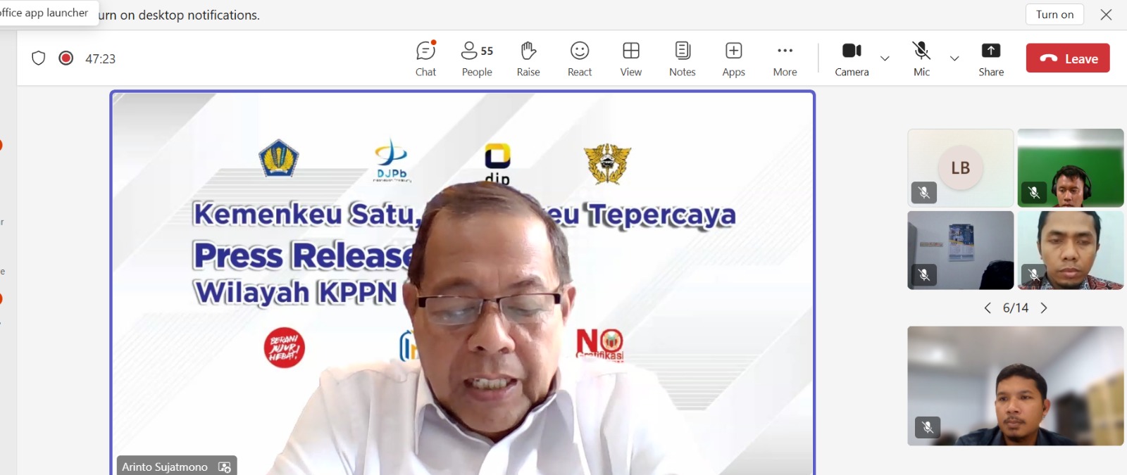 Kepala Kantor Pelayanan Perbendaharaan Negara (KPPN) Blitar Arinto Sujatmono.
