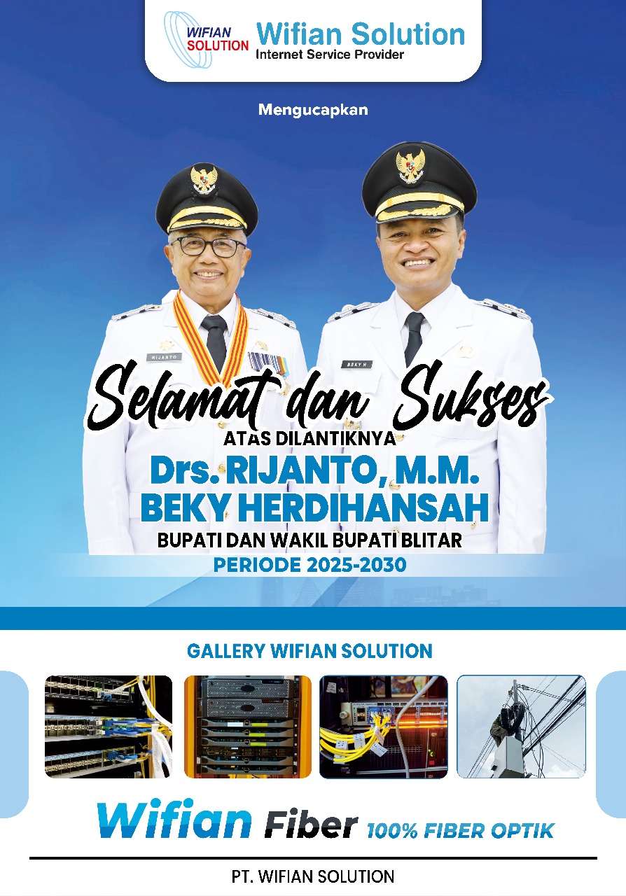 Wifian Solution mengucapkan Selamat dan Sukses atas Dilantikanya d Drs Rijanto, M.M-Beky Herdihansah sebagai Bupati dan Wakil Bupati Blitar Periode 2025-2030.