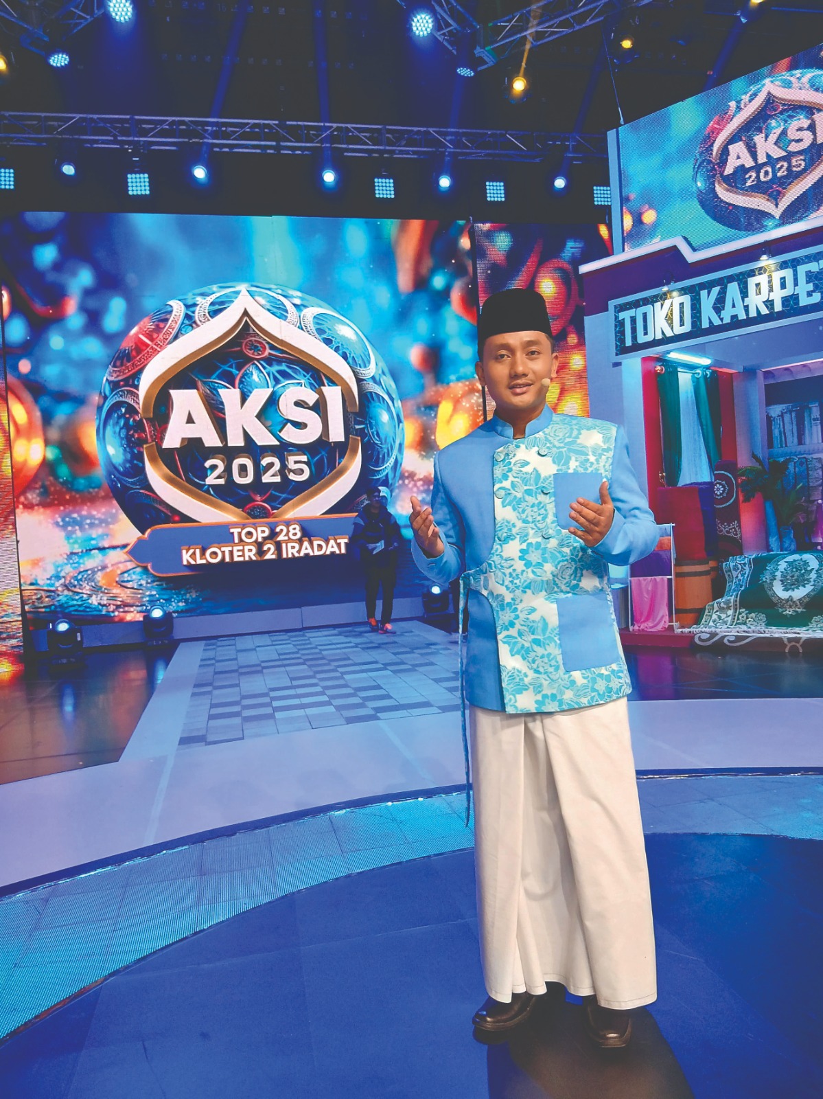 IMPIAN TERWUJUD: Mohamad Ainul Yaqin sedang persiapan tampil dalam panggung AKSI Indosiar beberapa waktu lalu.