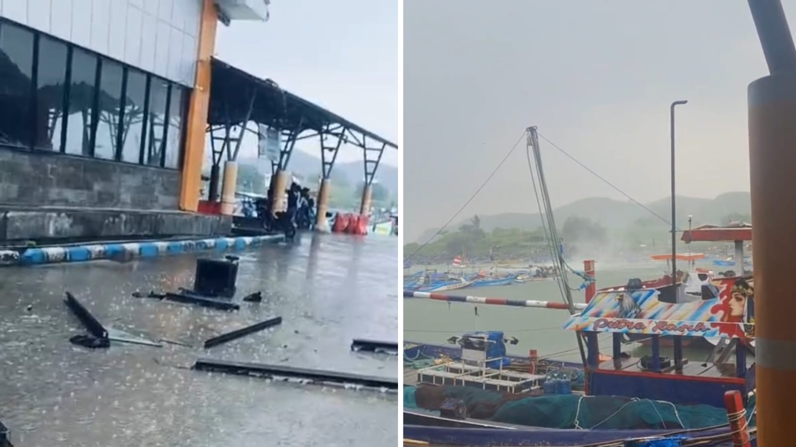 EKSTREM: Puting Beliung  menerjang Pantai Tambakrejo di Blitar hingga mengakibatkan beberapa rumah warga rusak,