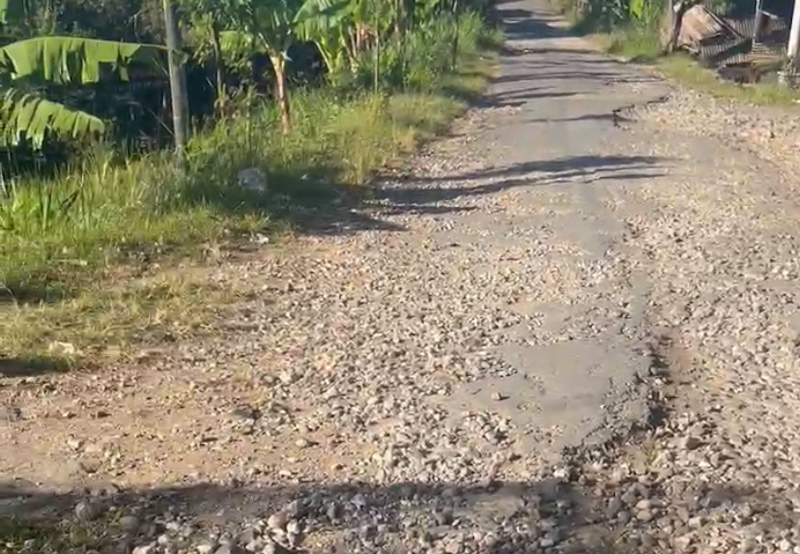 PARAH: Jalan rusak parah di Desa Sumbersih, Panggungrejo, Kabupaten Blitar.